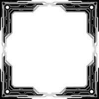 Futuristic Tech Frame Black White Digital Border With Radial Burst Background vector