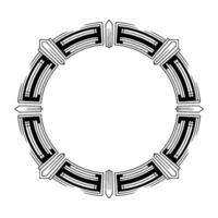 Art Deco Circular Frame, Black White, Decorative Element vector