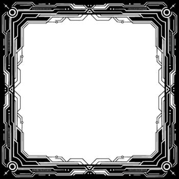 Futuristic Tech Frame Black White Geometric Border With Space For Text vector