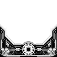 Techy Deco Border Black And White Circuitry vector