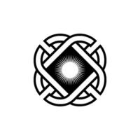 Abstract Celtic Knot Sunburst, Monochrome Minimalist vector