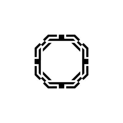 Geometric Black Octagon Frame On White Background