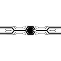 Abstract Tech Circuitry With Hexagon Center, Minimalist Black White vector