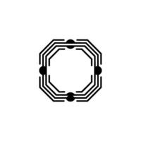 Geometric Circuit Board On White, Minimalist vector