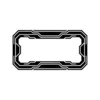 Futuristic Tech Frame Black White Rectangular On White Background vector