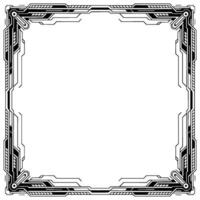 Futuristic Tech Frame Digital Border, Monochromatic vector