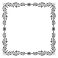 Elegant Botanical Frame, Black And White Line Art, Invitation Element vector