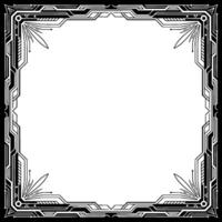 Art Deco Cyber Frame Abstract Geometric Border, Black And White, Space For Text vector