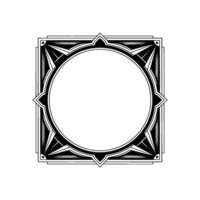 Art Deco Frame With Circle And Geometric, Black White vector