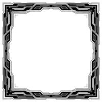 Futuristic Circuit Board Frame Template, Black And White, Digital Border vector