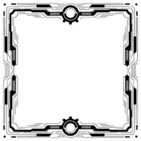 Futuristic Tech Frame, Circuit Board, Black And White Border, Template vector