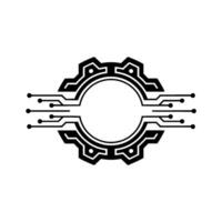Tech Gear With Circuit Board Digital Innovation In Black And White vector