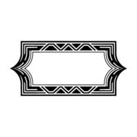 Art Deco Rectangular Label With Decorative Border On White Background vector