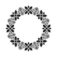 Festive Black Floral Wreath With Square Frame Christmas vector