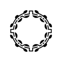 Minimalist Botanical Circle Frame, Black And White vector