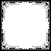 Futuristic Tech Frame Black And White Square Border, Modern vector