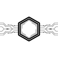 Minimalist Tech Interface Hexagon Frame And Circuitry On White vector