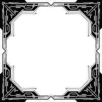 Futuristic Tech Frame Circuit Board Border In Black And White vector
