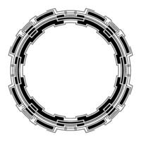 Futuristic Tech Ring Border Black White Geometric Frame vector