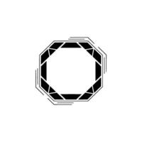 Geometric Octagon Frame, Minimalist Black White vector