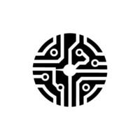 Circuit Board In A Circle With Lens Flare Technology Concept vector