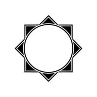 Minimalist Geometric Starburst With Circle Frame, Black White vector
