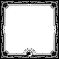 Art Deco Geometric Frame, Black White Invitation Template vector