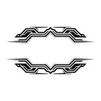 Futuristic Ornament Frame Elements Black White Tech vector