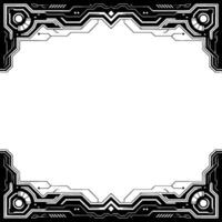 Futuristic Tech Frame Minimalist Black White Digital Border vector