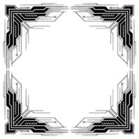 Futuristic Tech Frame Black White Circuit vector
