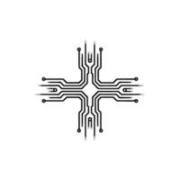 Abstract Circuit Board Cross On Gray Background vector