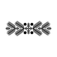 Minimalist Christmas Ornament Pine Boughs Snowflake vector
