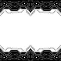 Abstract Circuit Board Border, Black White Tech Frame vector
