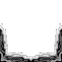 Modern Tech Frame Minimalist Circuit Board On White vector