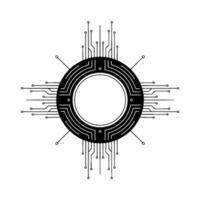 Cybernetic Circuitry, Monochrome Tech Illustration vector