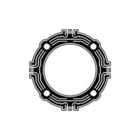 Futuristic Circuit Board Circle Frame Tech With Sparkle vector