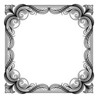 Elegant Ornate Frame Black And White Swirls And Scrolls, Square Border vector