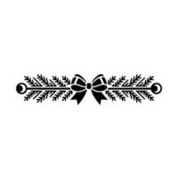 Minimalist Christmas Bow Pine Branch Divider In Black vector