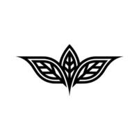 Minimalist Botanical Black Leaf On White Background vector