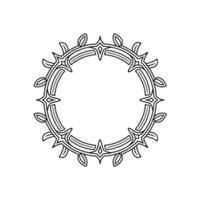Elegant Geometric Floral Wreath, Minimalist, Circle Frame vector