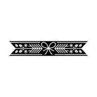 Black And White Christmas Banner With Bow, Holly And Snowflake vector