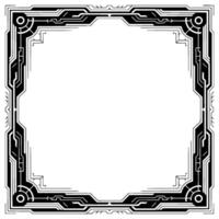 Geometric Tech Frame Black White Modern Decorative Border vector