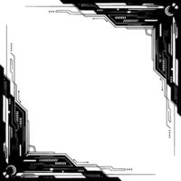 Futuristic Tech Frame Corner Elements, Circuit Board, White Space vector