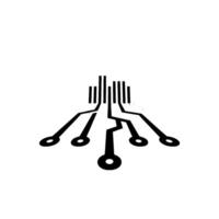 Minimalist Circuit Board Data Flow Concept vector