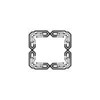 Circuit Board Frame In Minimalist Style On Gray Background vector