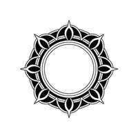Elegant Black And White Circular Floral Frame Element vector