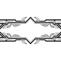 Geometric Art Deco Frame With Leaf Motifs On White vector