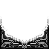 Futuristic Circuit Board Frame, Tech Overlay, Black And White Digital Abstract vector