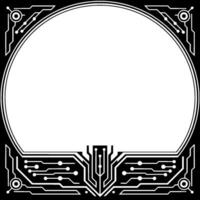 Futuristic Tech Frame Blank Circle, Black And White Illustration vector
