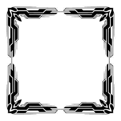 Art Deco Geometric Frame With Corner Accents, Black White